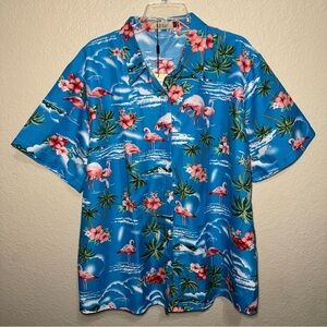 SSLR Women’s 3XL Tropical Flamingo Button Up Shirt NWT Casual Hawaiian